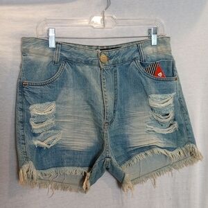 Trendy Blue Distressed Jean Shorts, NWT